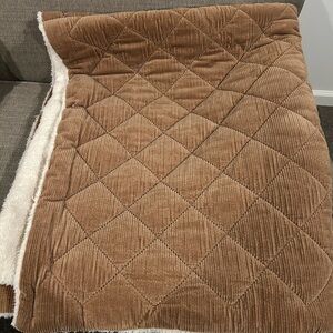 Lands’ End Corduroy Sherpa Tan Blanket
